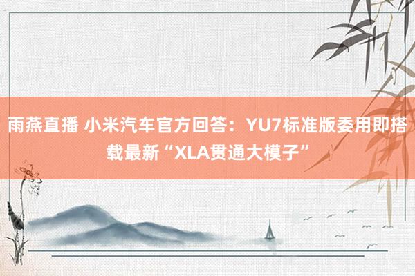 雨燕直播 小米汽车官方回答：YU7标准版委用即搭载最新“XLA贯通大模子”