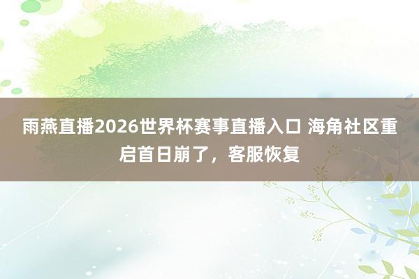 雨燕直播2026世界杯赛事直播入口 海角社区重启首日崩了，客服恢复