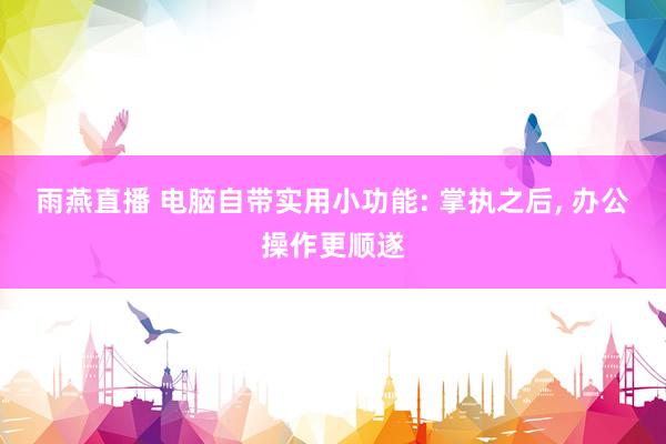 雨燕直播 电脑自带实用小功能: 掌执之后, 办公操作更顺遂