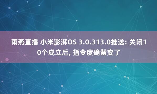 雨燕直播 小米澎湃OS 3.0.313.0推送: 关闭10个成立后, 指令度确凿变了
