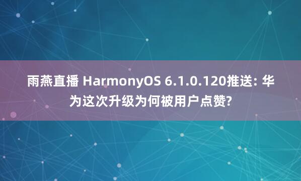 雨燕直播 HarmonyOS 6.1.0.120推送: 华为这次升级为何被用户点赞?
