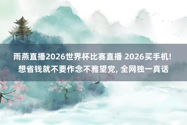 雨燕直播2026世界杯比赛直播 2026买手机! 想省钱就不要作念不雅望党, 全网独一真话
