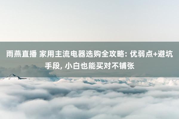 雨燕直播 家用主流电器选购全攻略: 优弱点+避坑手段, 小白也能买对不铺张