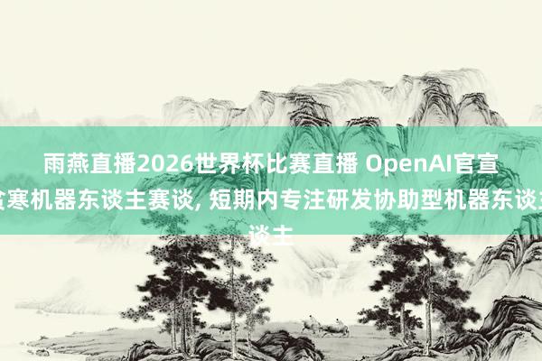 雨燕直播2026世界杯比赛直播 OpenAI官宣贫寒机器东谈主赛谈, 短期内专注研发协助型机器东谈主