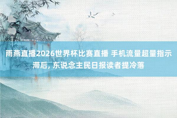 雨燕直播2026世界杯比赛直播 手机流量超量指示滞后, 东说念主民日报读者提冷落