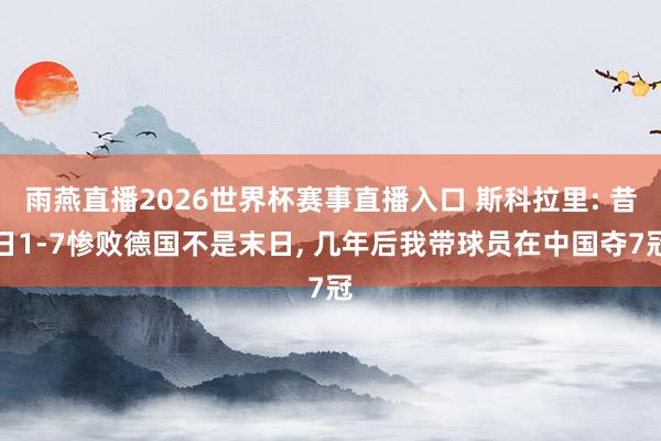 雨燕直播2026世界杯赛事直播入口 斯科拉里: 昔日1-7惨败德国不是末日, 几年后我带球员在中国夺7冠
