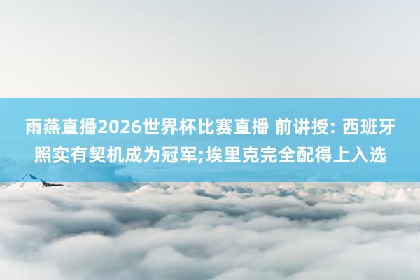 雨燕直播2026世界杯比赛直播 前讲授: 西班牙照实有契机成为冠军;埃里克完全配得上入选
