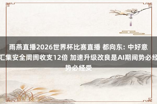 雨燕直播2026世界杯比赛直播 都向东: 中好意思汇集安全阛阓收支12倍 加速升级改良是AI期间势必经受