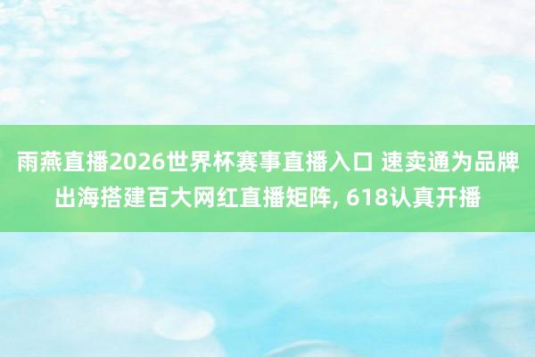 雨燕直播2026世界杯赛事直播入口 速卖通为品牌出海搭建百大网红