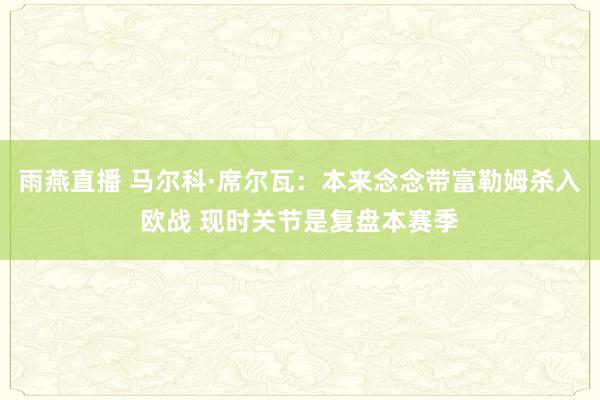 雨燕直播 马尔科·席尔瓦：本来念念带富勒姆杀入欧战 现时关节是复盘本赛季