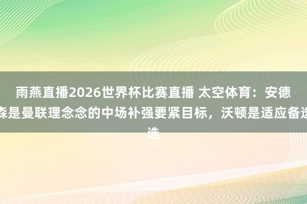 雨燕直播2026世界杯比赛直播 太空体育：安德森是曼联理念念的中场补强要紧目标，沃顿是适应备选