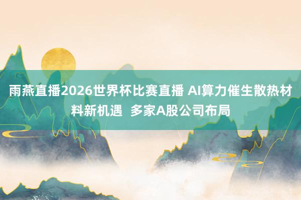 雨燕直播2026世界杯比赛直播 AI算力催生散热材料新机遇  多家A股公司布局