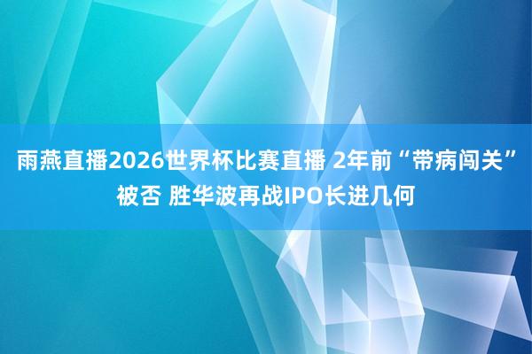 雨燕直播2026世界杯比赛直播 2年前“带病闯关”被否 胜华波再战IPO长进几何