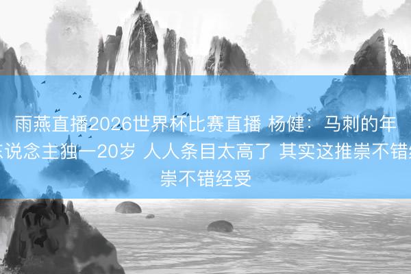 雨燕直播2026世界杯比赛直播 杨健：马刺的年青东说念主独一20岁 人人条目太高了 其实这推崇不错经受