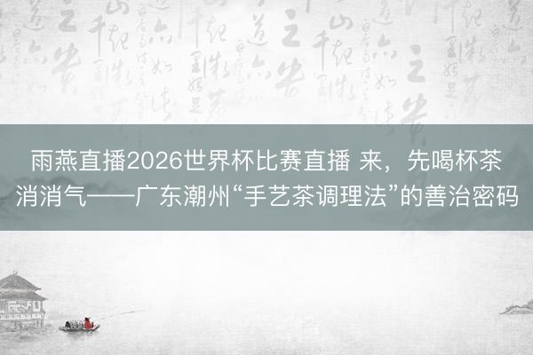 雨燕直播2026世界杯比赛直播 来，先喝杯茶消消气——广东潮州“手艺茶调理法”的善治密码