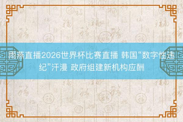 雨燕直播2026世界杯比赛直播 韩国“数字性违纪”汗漫 政府组建新机构应酬