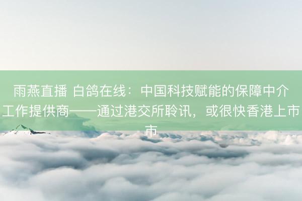 雨燕直播 白鸽在线：中国科技赋能的保障中介工作提供商——通过港交所聆讯，或很快香港上市
