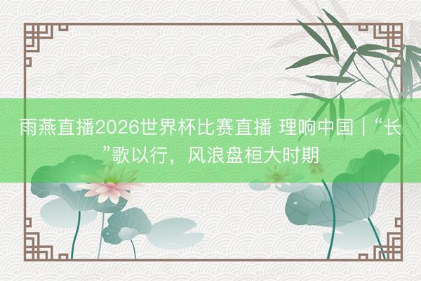 雨燕直播2026世界杯比赛直播 理响中国|“长”歌以行,风浪盘桓大时期