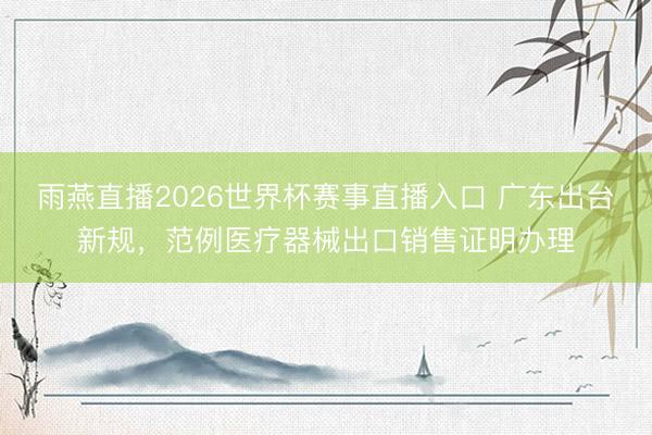 雨燕直播2026世界杯赛事直播入口 广东出台新规，范例医疗器械出口销售证明办理