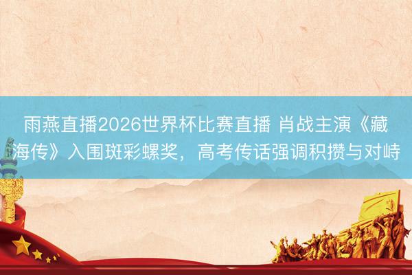 雨燕直播2026世界杯比赛直播 肖战主演《藏海传》入围斑彩螺奖，高考传话强调积攒与对峙