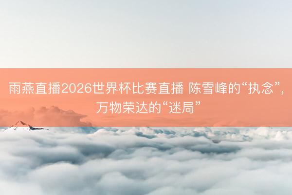 雨燕直播2026世界杯比赛直播 陈雪峰的“执念”， 万物荣达的“迷局”
